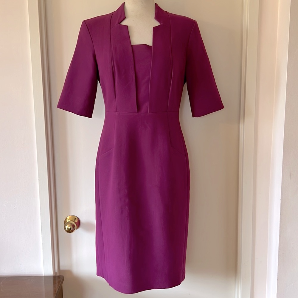 💕LK BENNETT Royalty Collectable "Diana" Magenta Fitted Dress Sz 6 EUC